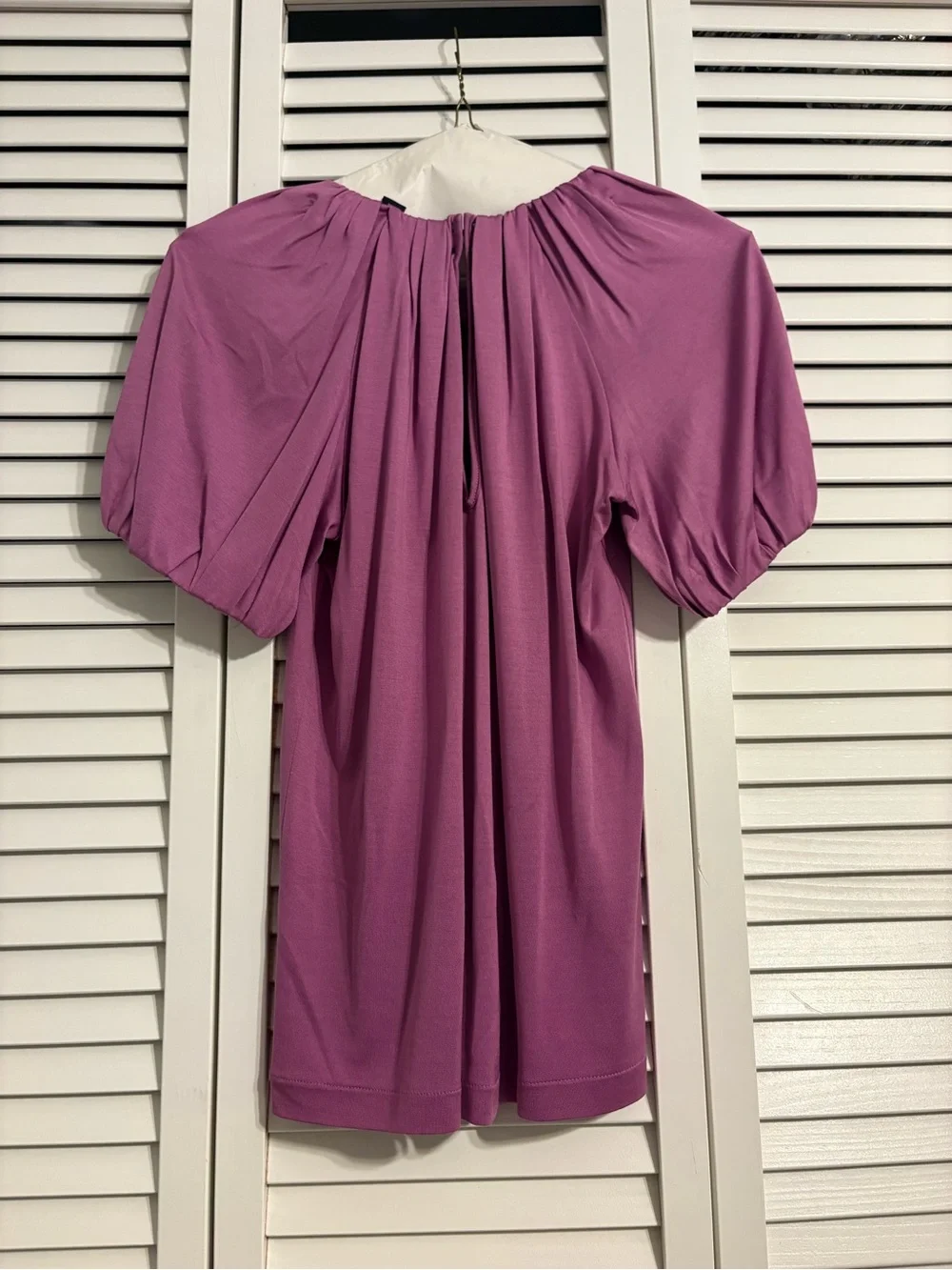 Banana Republic Mauve Gathered Neck Puff-Sleeve Top